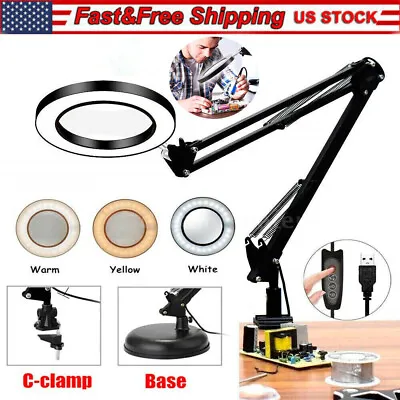 10X Magnifying Glass Desk Light Magnifier LED Lamp Reading Lamp With Base & Clam • $23.99