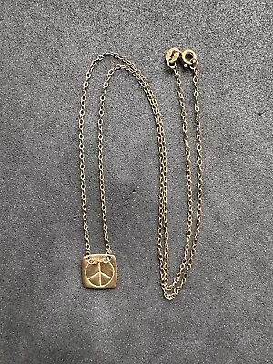 1.7g Vintage Sterling Silver 925 Gold Wash Peace Sign Necklace 18” Jewelry Lot D • $5