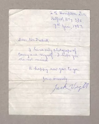 Jackie Wright - Hand-signed/hand-written Letter 1987  Benny Hill Show   Rare • $472.46