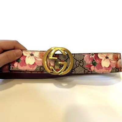 Gucci 17SS Interlocking G Buckle Belt Leather GG Floral 80/32 Multicolor Women • $282.15