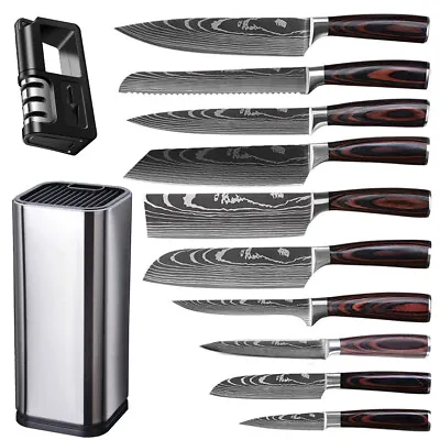 $40.99 • Buy Japanese Chef Knife Set Damascus Pattern Stainless Steel Cleaver Kitchen Knives