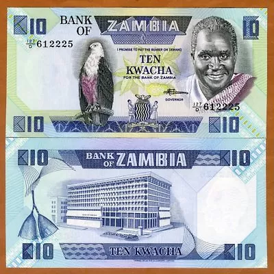 Zambia 10 Kwacha ND (1986-1988) P-26e Sig. 7 UNC Eagle • $0.99