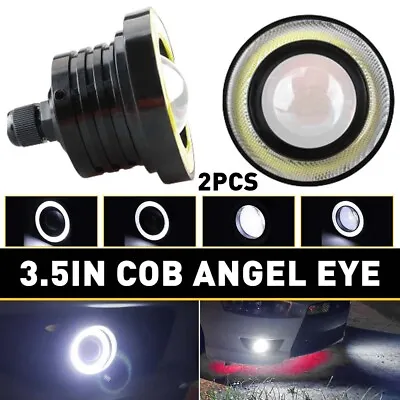 3.5  Car LED Fog Light Projector Driving Lamp COB Angel Eye Halo Ring DRL White • $19.99