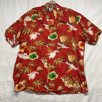 Vintage Kennington Hawaiian Shirt XL Tiki Bar Pineapple Hibiscus Palm EUC • $14.95