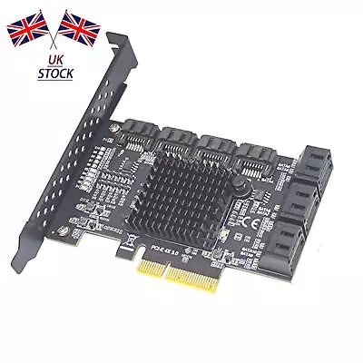 6 Port PCI-E Expansion Card Adapter PCI-E X4x8x16 6G SATA3.0 For ASMedia ASM1166 • £39.70