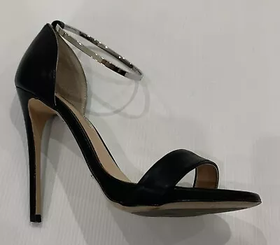 Tony Bianco AERO Black MONACO Stiletto Heels Silver Ankle Metal -Size 6.5 $179 • $45.99