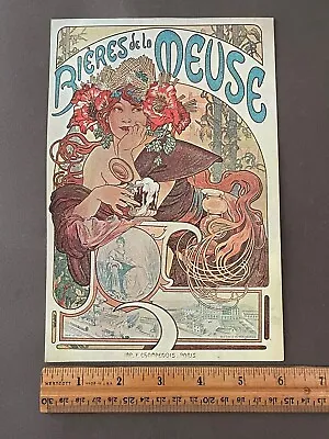 Vintage Bieres De La Meuse By Alfons Mucha 1966 Giant Postcard Art Nouveau • $11.98