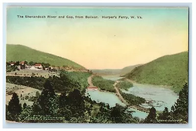 The Shenandoah River And Gap From Bolivar Harper's Ferry WV Handcolored Postcard • $14.98