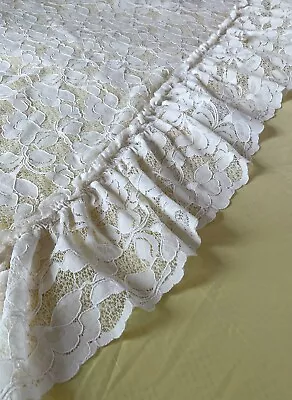 Vintage Lace Curtains Ruffled Triangle Floral Off White 43” L 43” W Cottagecore • $17.27