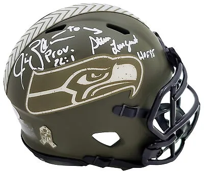 Largent Zorn Autographed Seahawks Camo Mini Helmet Salute To Service Mcs 211063 • $149