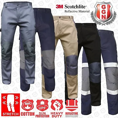 Mens Cargo Work Pants Stretch Cotton Contrast 3D Knee Tactical Trousers • $37.95