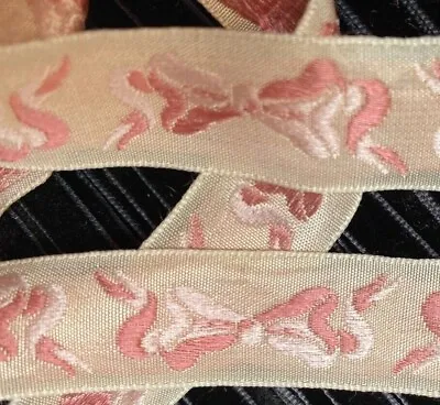 Vintage Embroidered Jacquard 1930s Silk 3/4  Ribbon 1yd Made In France • $12.99