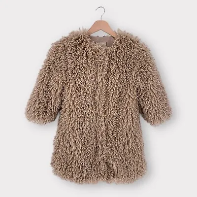 Mayoral Outerwear Collection Girls Coat Faux Fur Shaggy Tan Size 10 / 140cm • $39.99