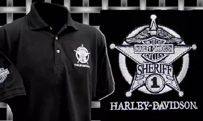 Harley Davidson Rare Dealer Men's Sheriff Black Polo Shirt S/s [new] • $19.99