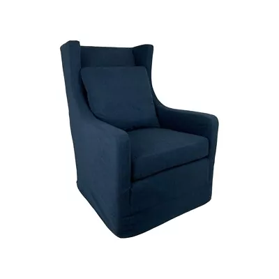 Kami  Hamptons Style Swivel Armchair Lounge Chair 'peyton'  Navy Colour Fabric • $1334