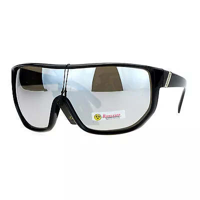 Biohazard Sunglasses Mens Oversized Shield Goggle Frame Mirror Lens • $18.48