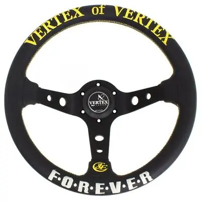 13inch Golden&White Embroidery Vertex Black Genuine Leather Steering Wheels • $96.80
