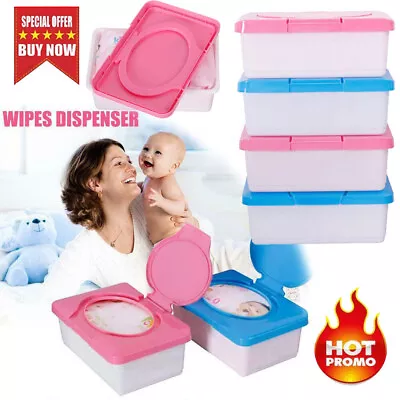 Baby Wet Wipes Dispenser Holder Tissue Storage Box Case W/ Home Office Lid ~ • £5.27