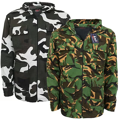 Men's Thick Warm Fleece Camouflage Jacket Camo Outdoor Winter Fishing Hunting • £19.99
