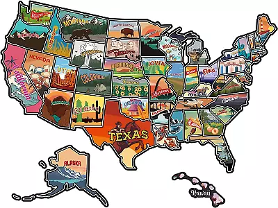 RV State Travel USA Map Sticker United States Stickers Vinyl Map RV Decals New • $17.61