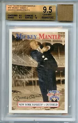 Mickey Mantle 1997 Scoreboard #58 GGUM W/ Worn Pants BGS 9.5 GEM MINT Yankees • $1500