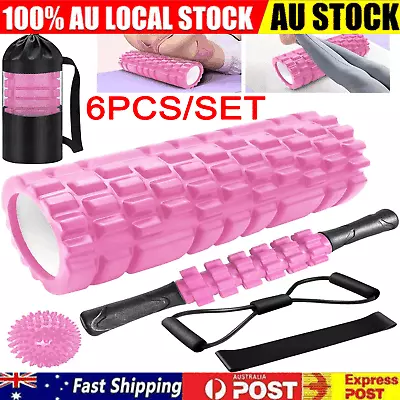 Foam Roller Set 6 In 1 Pilates- Yoga StickMassage BallFitness Stretching Strap • $21.91