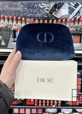 New In Box DIOR Beauty CD Logo Navy Velvet Cosmetic Makeup Bag Pouch🎁Authentic • $39.99