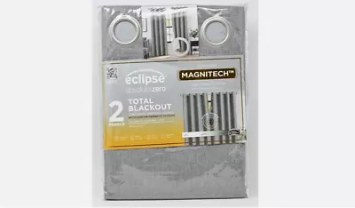 NIP Eclipse Total Blackout Magnitech Curtain Grommet Panels Oscar Grey 52  X 84  • $19.99