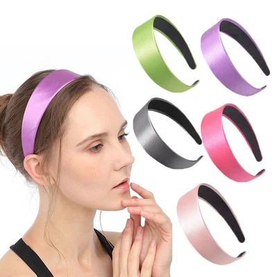 Washing Face Hair Band Plain Head Band Spa Headband Wide Silk Satin Headband • $5.45