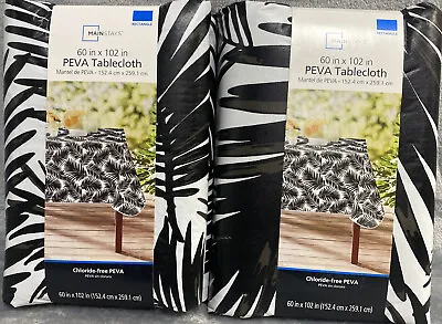 Mainstays Lot Of 2 Peva Vinyl Tablecloth 60x102  Fall Palm Leaves Patchwork New • $14.87