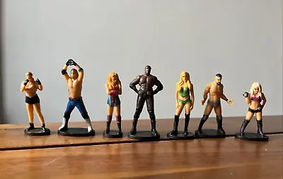 7 WWE Wrestler Cage Fight Action Figures Mini 2-2.5'' 2018 Cake Topper On Stand • £6.49