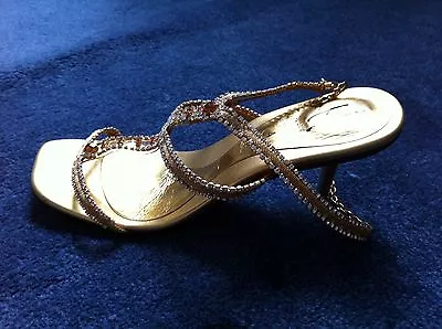 Ladies Sandals Unze Size 4 Gold Silver Jewelled. Orange Diamante. 2  Heel. • £17.99