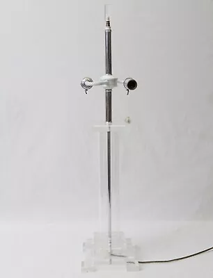 Clear Acrylic Lucite Chrome Vintage Table Lamp Neoclassical Mid Century Modern • $84.99