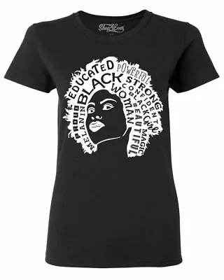 £16.13 • Buy Brown Skin Girl Afro Word Cloud Wht Women's T-Shirt Black History Shirts