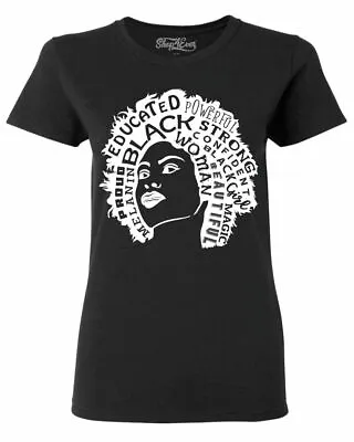 £14.78 • Buy Brown Skin Girl Afro Word Cloud Wht Women's T-Shirt Black History Shirts