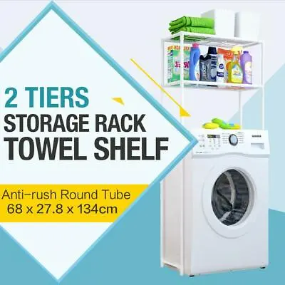 $32.99 • Buy 2 Tiers Storage Rack Over Toilet/Bathroom/Laundry/Washing Machine Towel Shelf