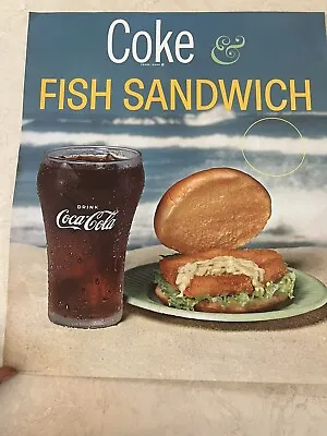 Vintage Coca Cola Poster Display Ad Coke & Fish Sandwich • $29.99