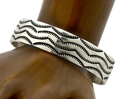Navajo Bracelet .925 Silver Heavy Hand Stamped Native American Artist C.90 • £153.75