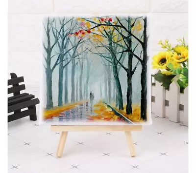 Mini Canvas And Natural Wood Easel Srt For Art Painting Drawing Craft 2pcs • $14.99