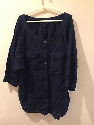 Martin And OSA Navy Blue Button Down Top Size Small • $2.99