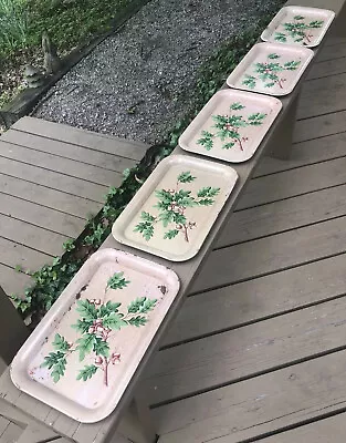 5 Vintage Metal Oak Leaf Acorn Branches Lap Serving TV Trays Picnics Cabin • $19.99