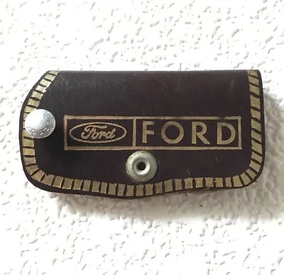 Vintage FORD Dealer Keychain Leather Key Fob Wallet WIEGMAN MOTOR Carlyle IL. • $29.97