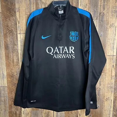 Nike FC Barcelona Black 1/4 Zip Long Sleeve Training Sweatshirt Slim Fit XL • $40