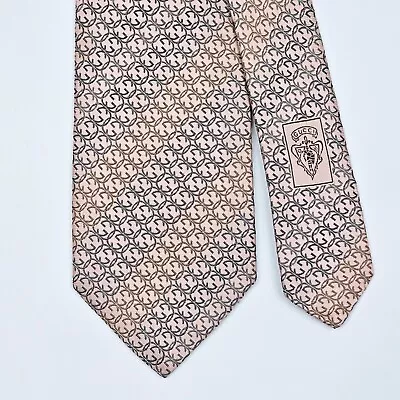 GUCCI TIE GG Interlocking Striped On Pink Woven Silk Necktie • $26
