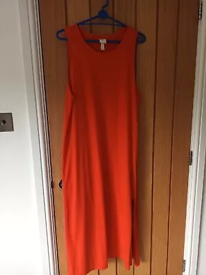 H&M Womens Orange Jersey Sleeveless Long Beach Holiday Dress Size L Length 49  • £10