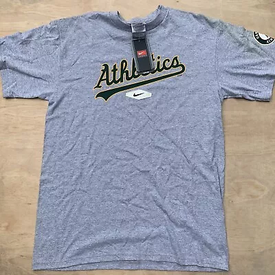 Deadstock NIKE Mens Oakland Athletics MLB Center Swoosh T-Shirt Gray M Y2K NOS • $19.99