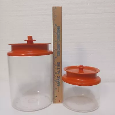 Vintage Tupperware Canisters Lot Of 2 Orange 10 Cup 1483-2 And 3 3/4 Cup 1479-2 • $7.48