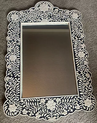 Bone Inlay Mirror 35 By 23 Wall Hanging Black Wood • $300