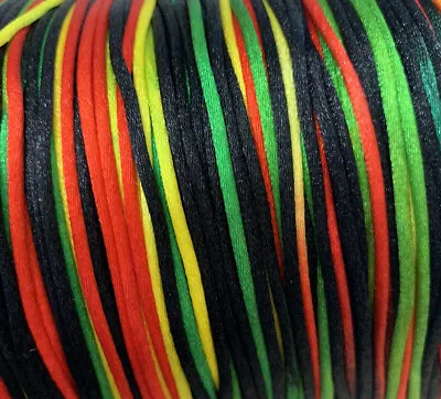£1.85 • Buy Rastafarian Silky 2mm Rattail Jewellery Cord Shamballa Kumihimo Rasta Colours