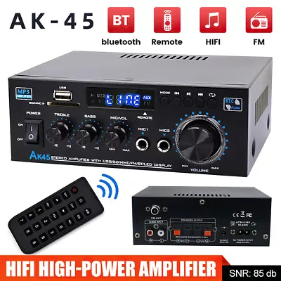 AK45 Audio Power Amplifier 2CH 12V Stereo Bluetooth HiFi FM Home Car Karaoke Amp • £25.79